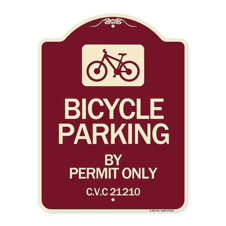 Signmission Bicycle Parking by Permit C.V.S. 21210 Heavy-Gauge Aluminum Sign, 24" x 18", BU-1824-24322 A-DES-BU-1824-24322